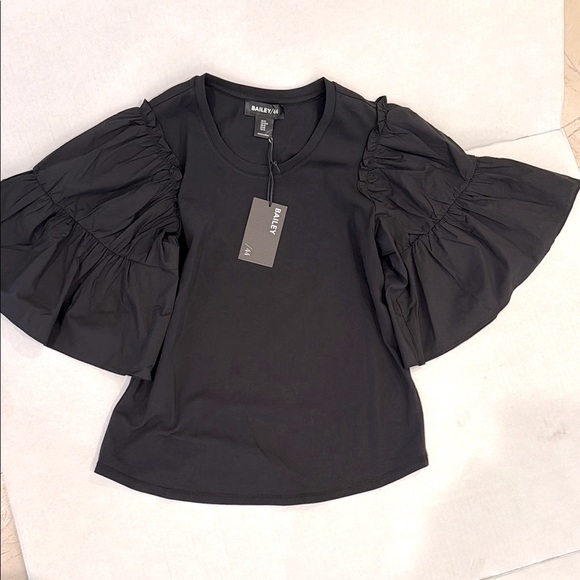 Bailey/44  Black Ruffle Sleeve Top NWT - Picture 4 of 11